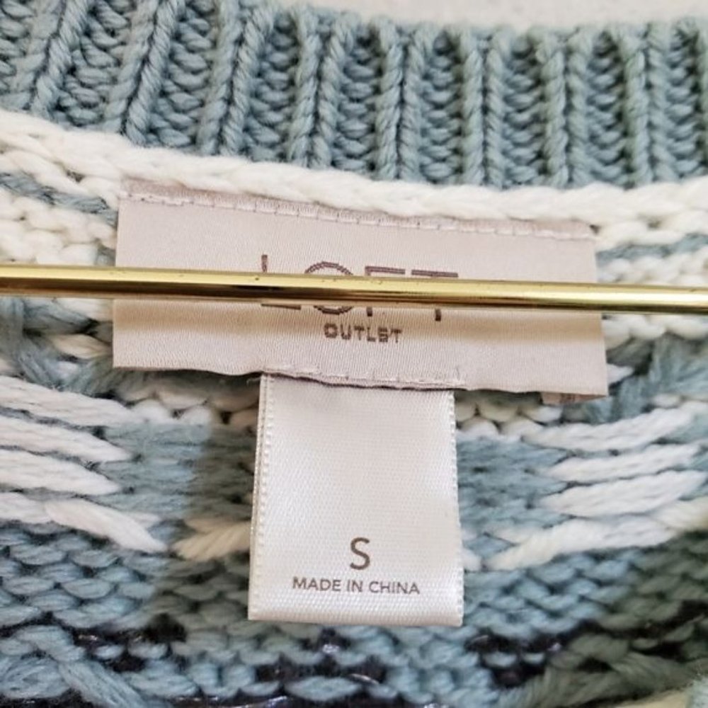 ❗gone❗Loft Nordic Sparkle Fair Isle CREW Neck Sweater - Picture 4 of 7